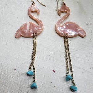 Resin Flamingo Drop Earrings